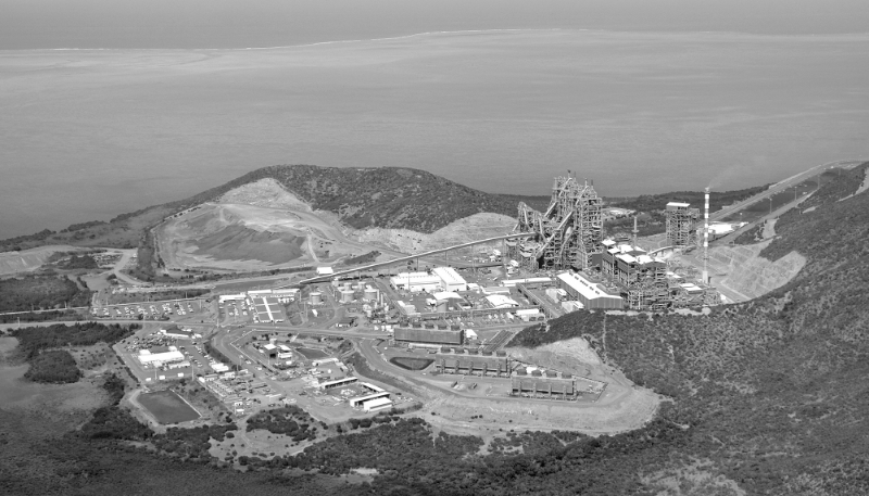 Vue aérienne du site de KNS (Koniambo Nickel) appartenant à Glencore et à la Société minière du Sud-Pacifique, en Nouvelle-Calédonie.
