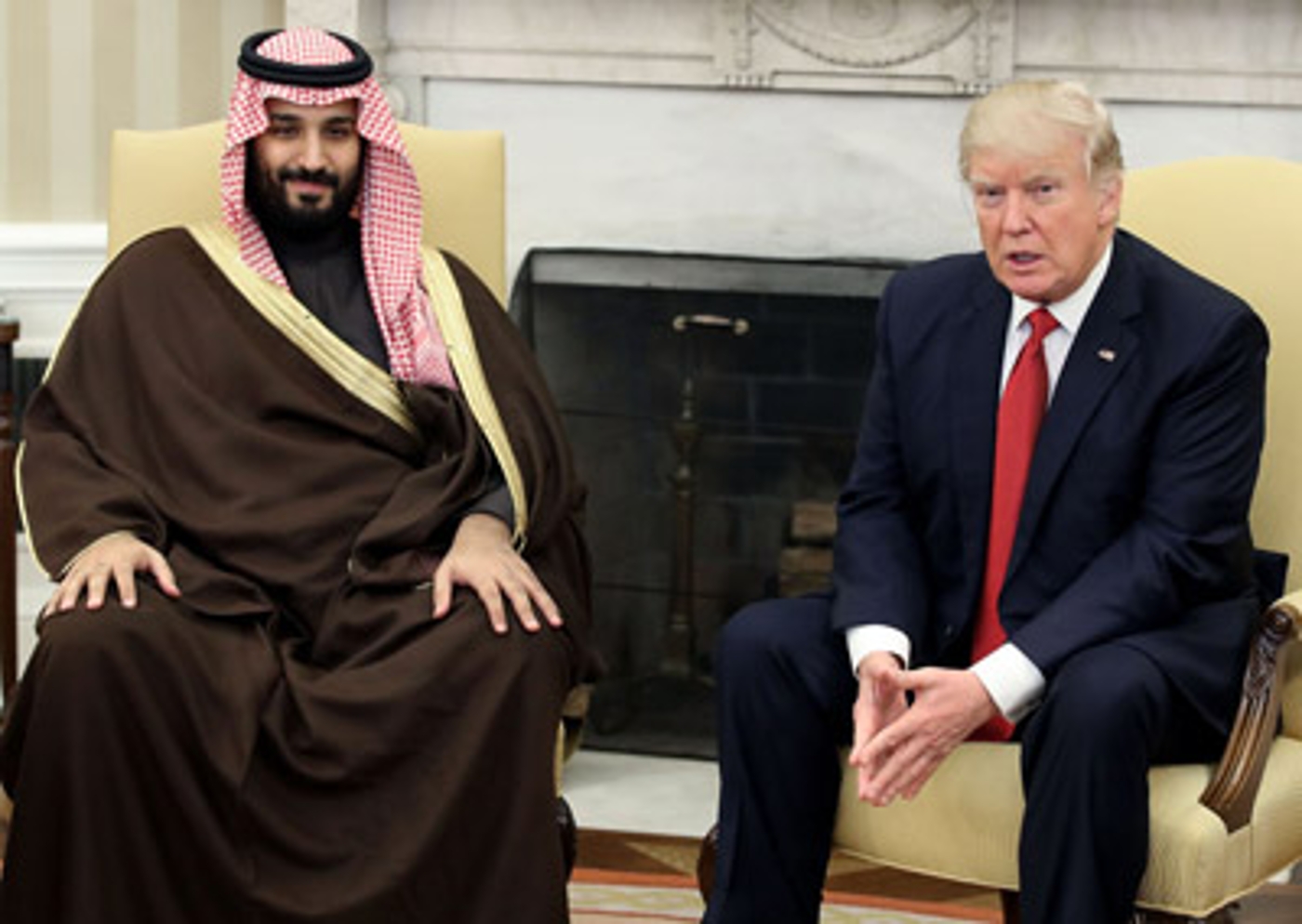 Mohamed bin Salman et Donald Trump, le 14 mars à la Maison Blanche ©Bloomberg
