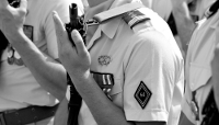 Un militaire du 54e régiment de transmissions au camp d'Oberhoffen à Haguenau, en juillet 2022. 