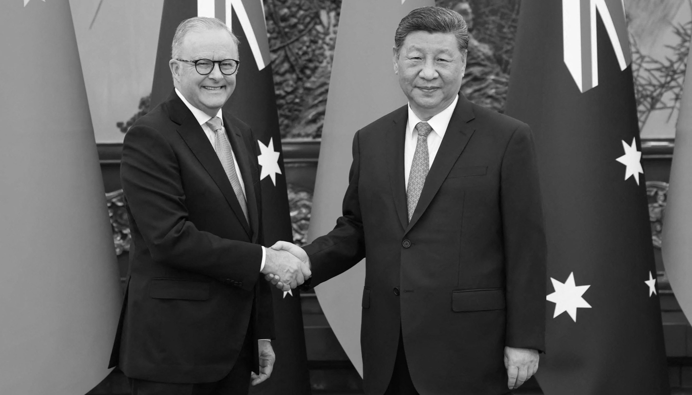Le premier ministre australien Anthony Albanese et le président chinois Xi Jinping, le 15 juillet 2025 à Pékin.