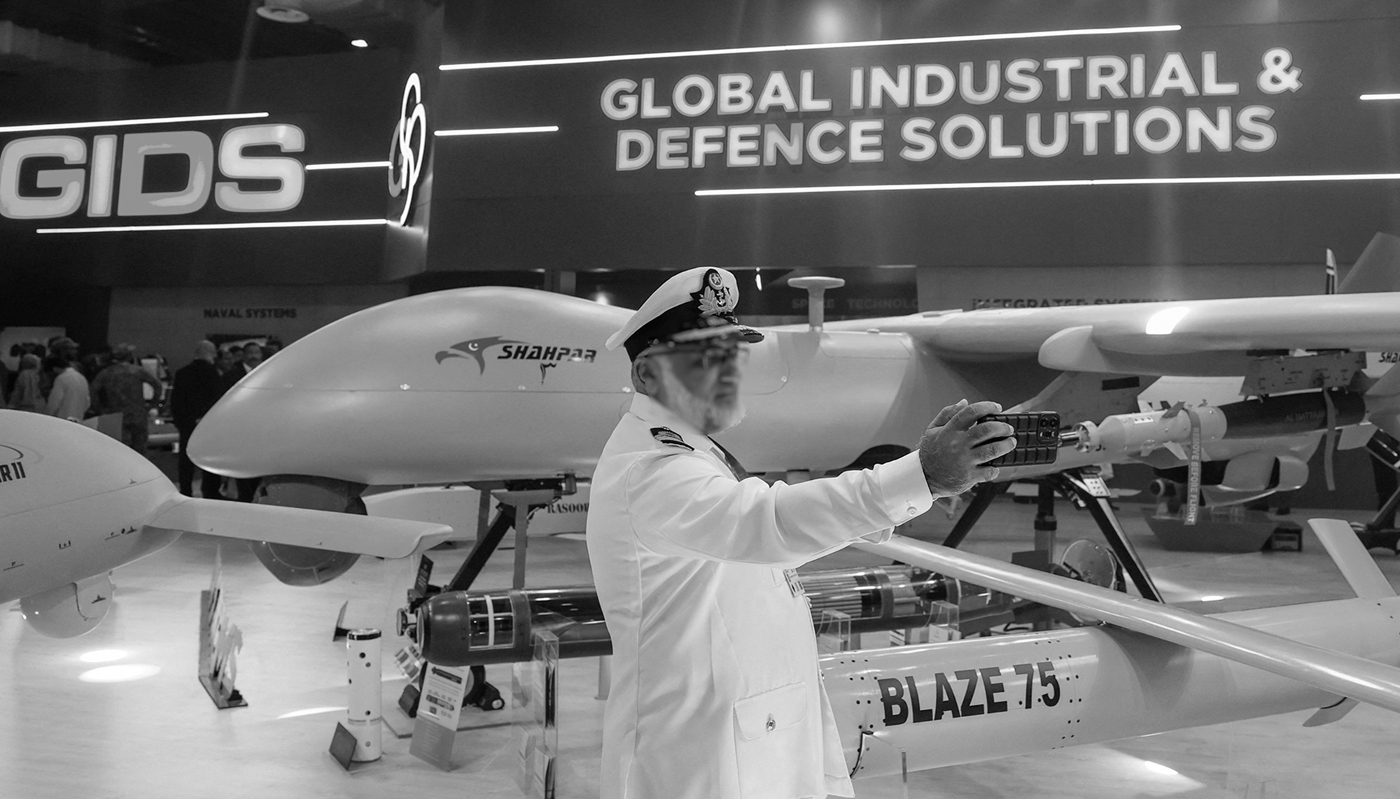 Le stand d'Industrial & Defence Solutions (GIDS) lors du salon IDEAS 2024 à Karachi, au Pakistan, le 21 novembre 2024.