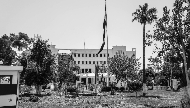 Le quartier général des forces armées syriennes après les dernières frappes israéliennes sur Damas.