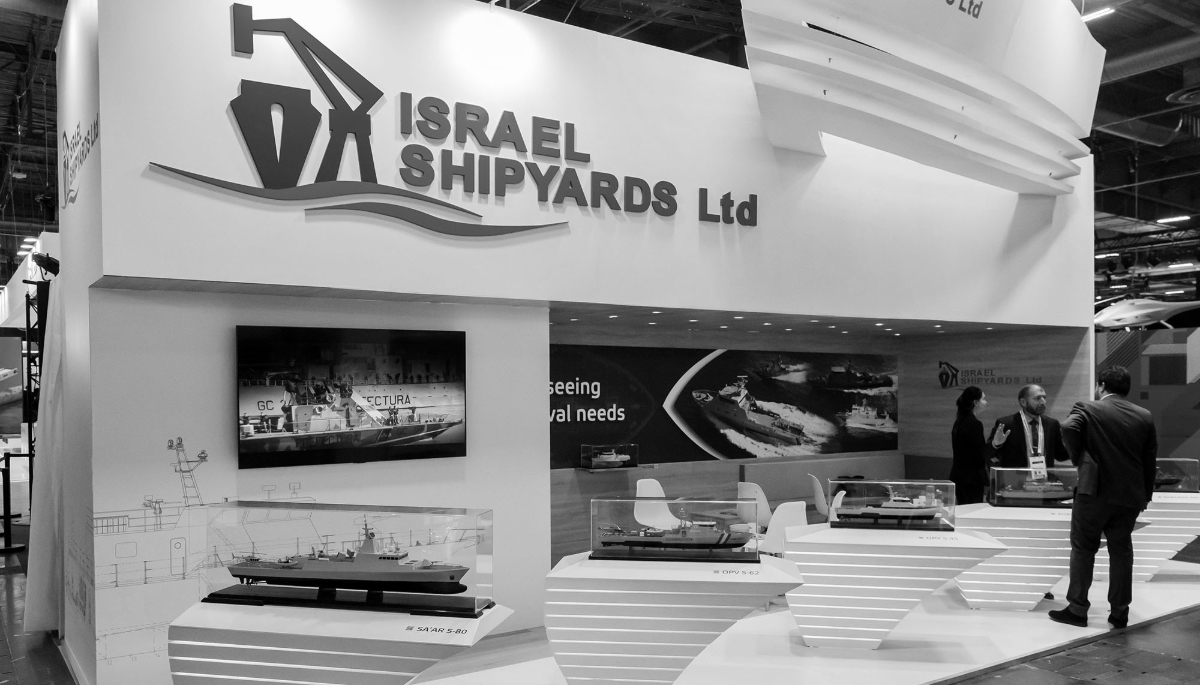 Le stand de la société Israel Shipyards sur le salon Euronaval à Villepinte, le 4 novembre 2024.