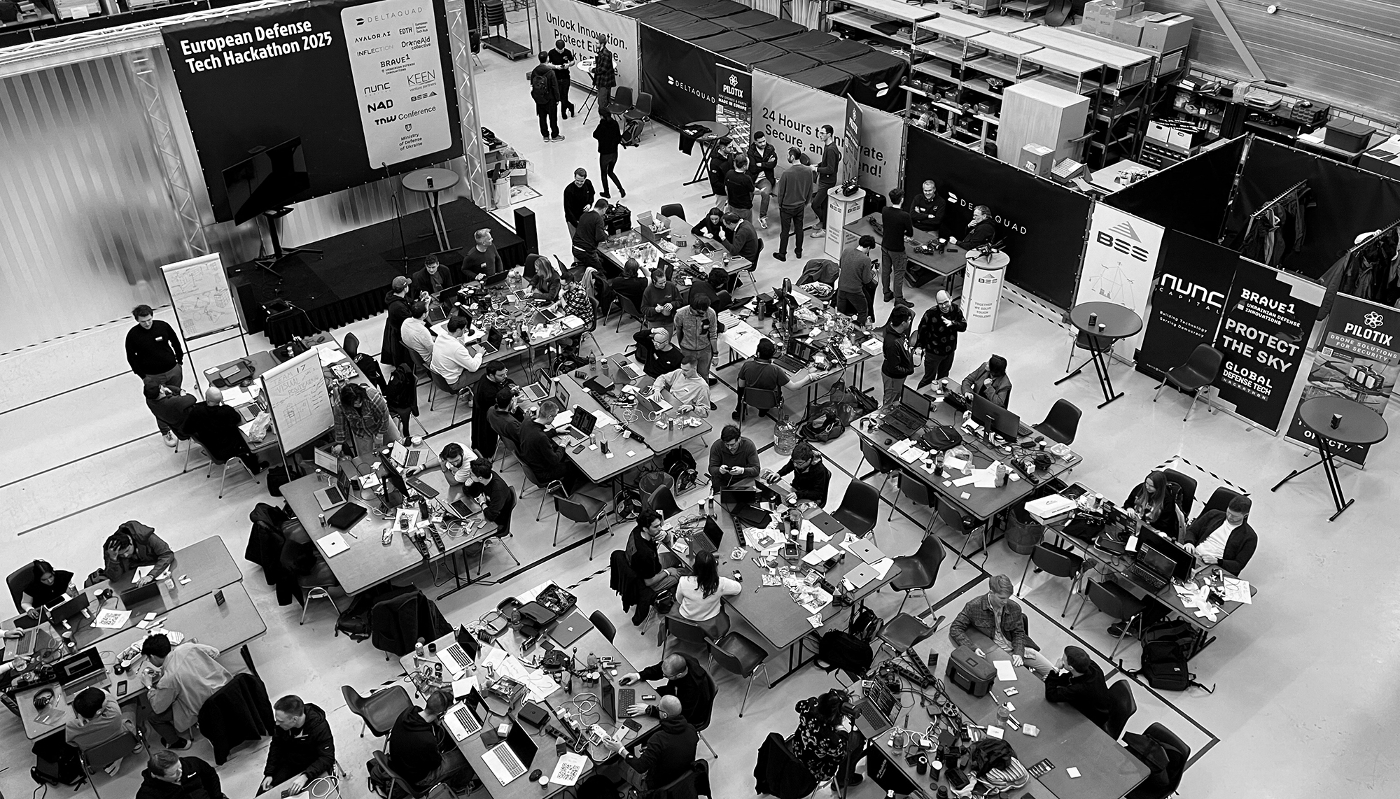 Hackathon organisé à Amsterdam, le 28 mars 2025, par l'European Defense Tech Hub.
