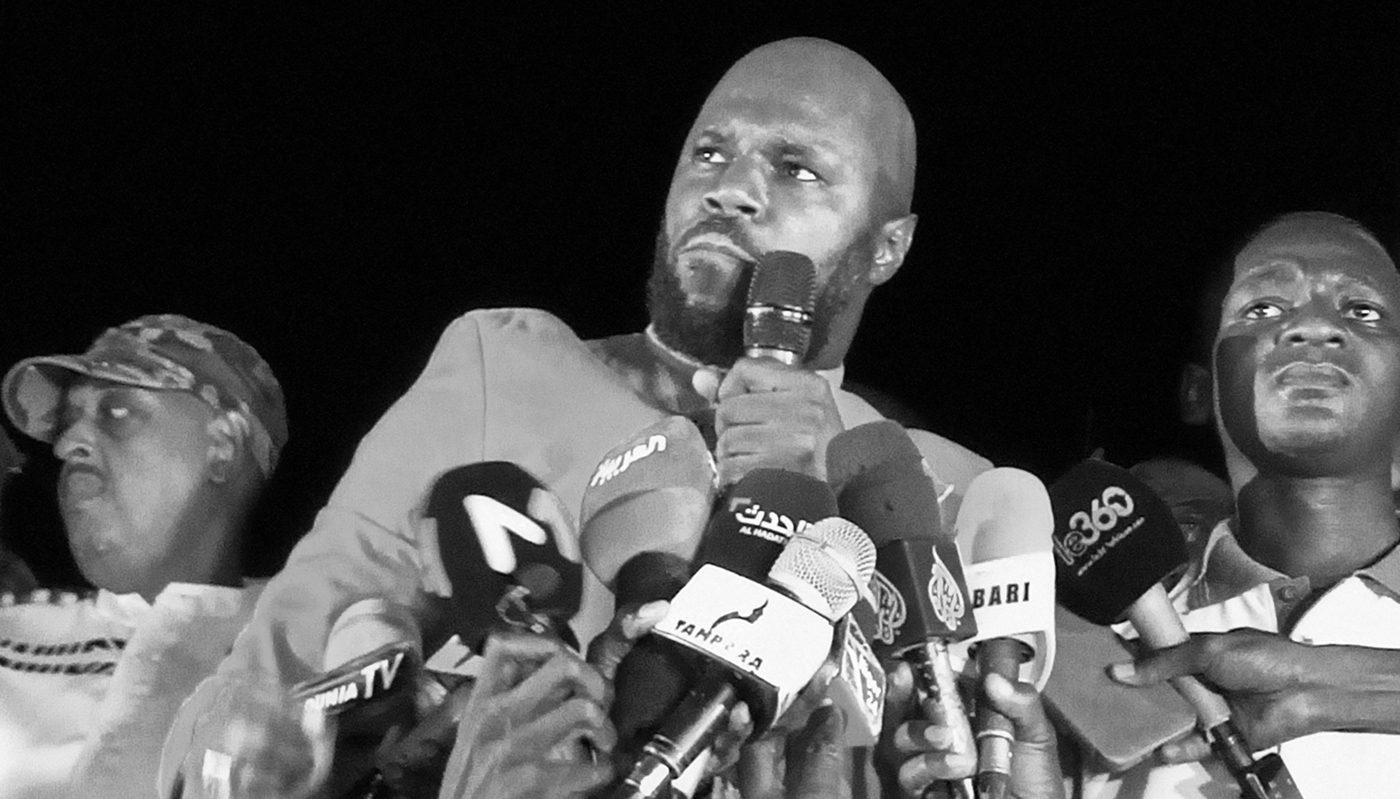 Kemi Seba lors d'une manifestation à Niamey pour demander le départ des troupes françaises du Niger, le 28 septembre 2023.