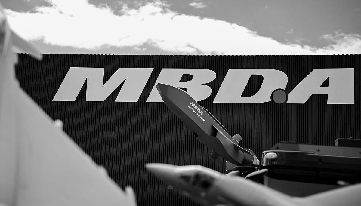 Stand MBDA au Berlin ExpoCenter Airport à l'occasion du salon aéronautique ILA Berlin, le 11 juin 2026.