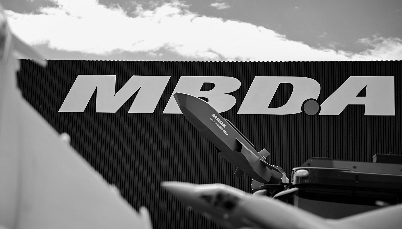 Stand MBDA au Berlin ExpoCenter Airport à l'occasion du salon aéronautique ILA Berlin, le 11 juin 2026.