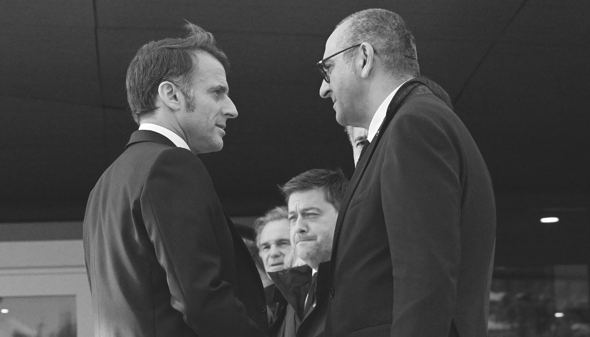 Le président français Emmanuel Macron et le ministre de l'intérieur Laurent Nuñez le 16 décembre 2025 à Marseille.