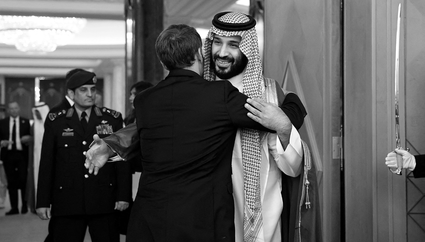 Le prince héritier saoudien Mohammed bin Salman al-Saoud a reçu le président français Emmanuel Macron à Riyad, en Arabie saoudite, le 21 octobre 2026.
