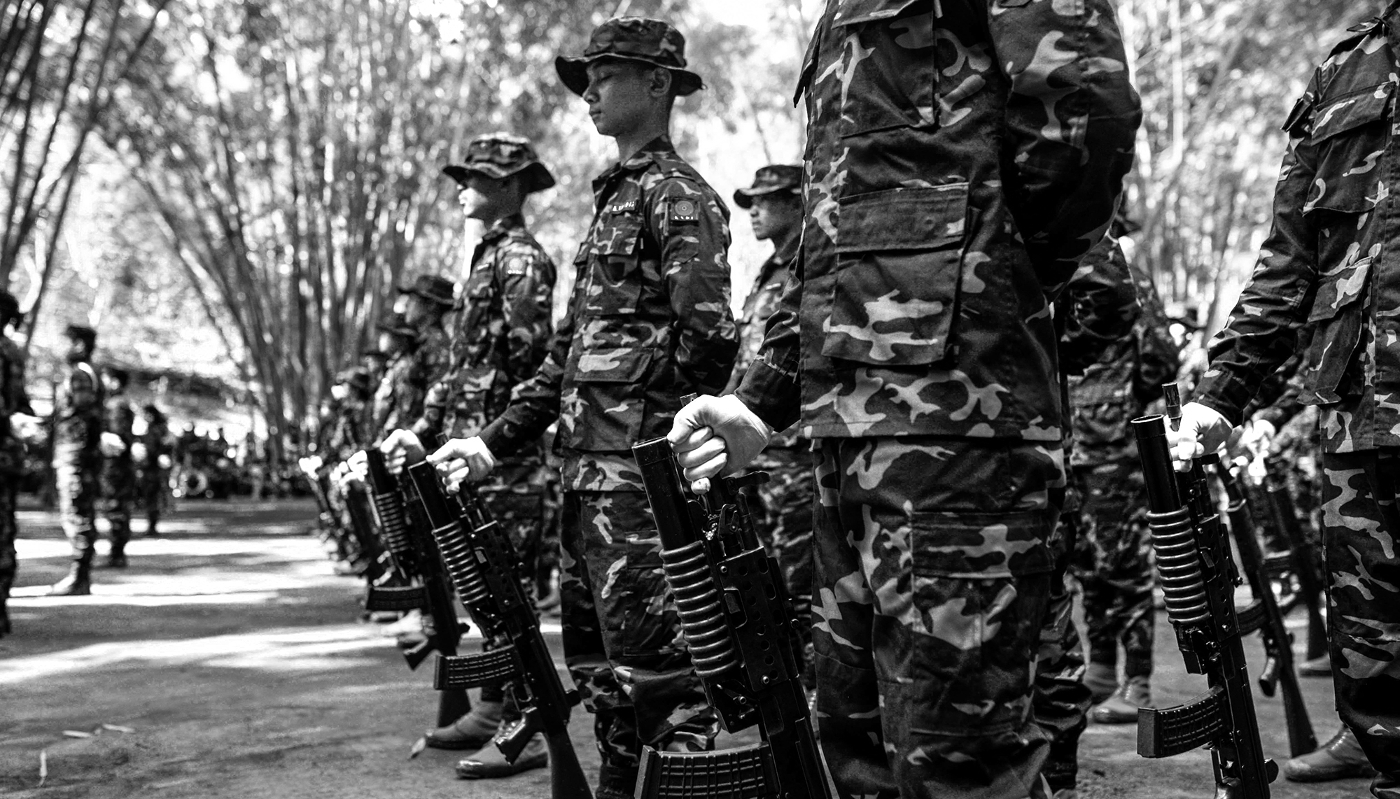 Soldats de la KNDF (Karenni Nationalities Defence Force) dans l'État de Karenni (Kayah), le 7 février 2024.