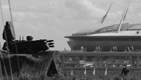 Un système de missiles antiaériens Pantsir, installé près du stade de Saint-Pétersbourg.
