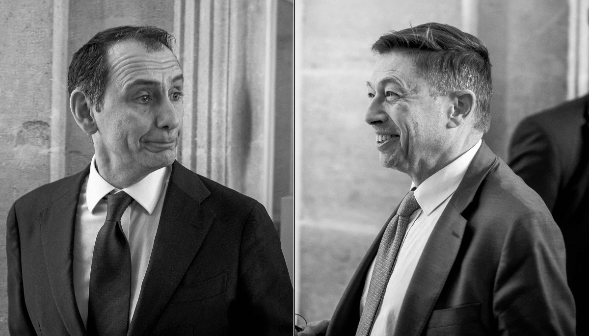 Le député Rassemblement national, Laurent Jacobelli, et le député Les Républicains, Jean-Louis Thiériot.