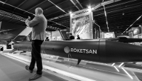 Le pavillon du missilier Roketsan au 
34e Salon international de l'industrie de la défense, en Pologne, le 8 septembre 2026. 