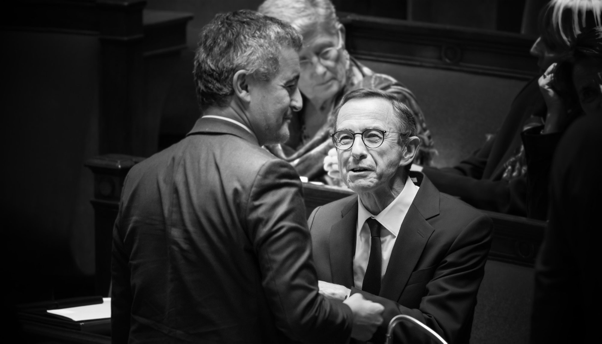 Le garde des Sceaux Gérald Darmanin et le ministre de l'intérieur Bruno Retailleau.