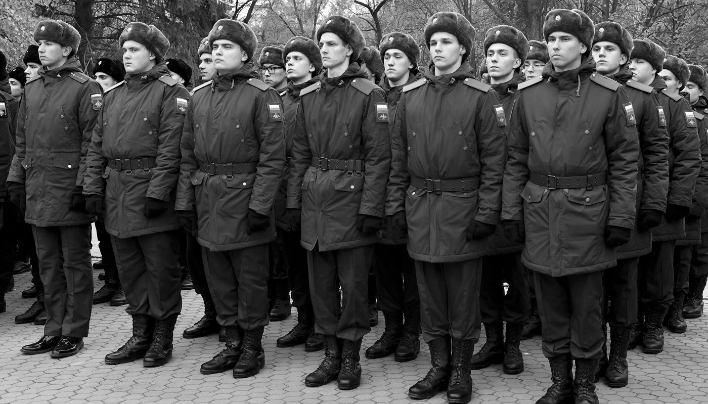 Des soldats russes lors de leur cérémonie de prestation de serment à Rostov-sur-Don, en Russie, le 16 novembre 2024.