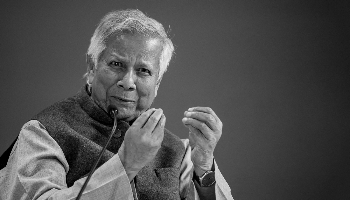 Le  conseiller en chef du gouvernement du Bangladesh, Muhammad Yunus, s'exprime lors d'une session de la réunion annuelle du Forum économique mondial à Davos, le 22 janvier 2025.
