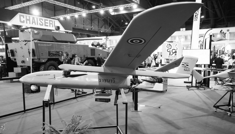 Un drone de la Royal Thai Navy présenté lors du salon Defense & Security à Bangkok, le 13 novembre 2025.