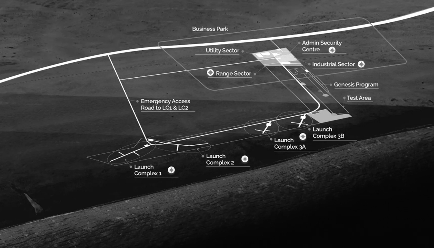 Plan du spatioport d'Etlaq présenté sur le site dédié.
