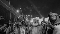 Des partisans des Houthis dans les rues de Sanaa, lors d’un rassemblement en soutien aux déclarations du porte-parole militaire du mouvement, Yahya Saree, le 20 juillet 2026,au Yémen. 