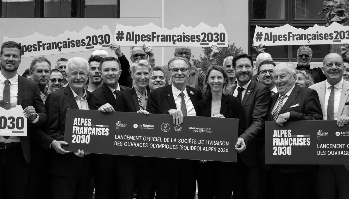 Lancement officiel de la Société de livraison des ouvrages olympiques pour les Jeux olympiques de 2030 dans la région PACA, à Marseille, le 14 avril 2025.