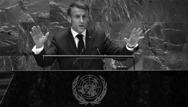 Emmanuel Macron au siège des Nations unies, à New York, le 25 septembre 2024. Le président français s'était avancé sur une possible reconnaissance de l'État palestinien par la France durant le sommet de l'ONU sur la Palestine prévu cette semaine, qui a été reporté.