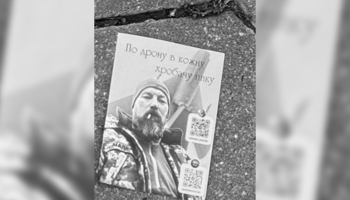 Prospectus de propagande pour Robert Madyar largué par des drones lors de frappes longues distances.