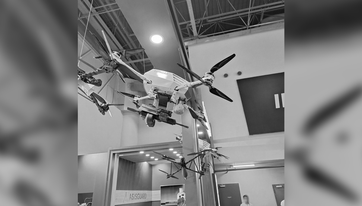 Un drone Songar, fabriqué par la société turque Asisguard. Le gouvernement indien affirme que l'armée pakistanaise a eu recours à ce modèle de drone lors de frappes en mai 2025.