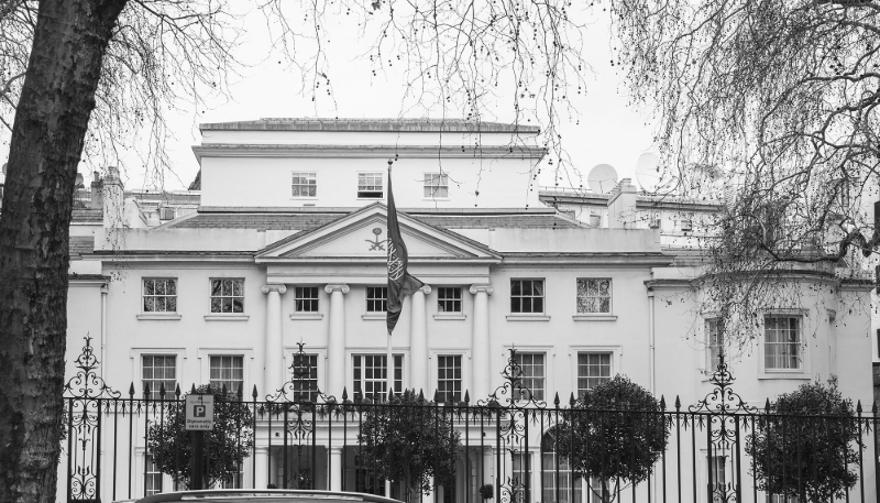 L'ambassade d'Arabie saoudite à Londres, le 2 février 2021.