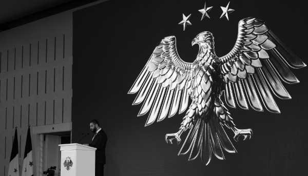 Le président intérimaire de la Syrie, Ahmed al-Charaa, au palais présidentiel de Damas, Syrie, le 3 juillet 2025.