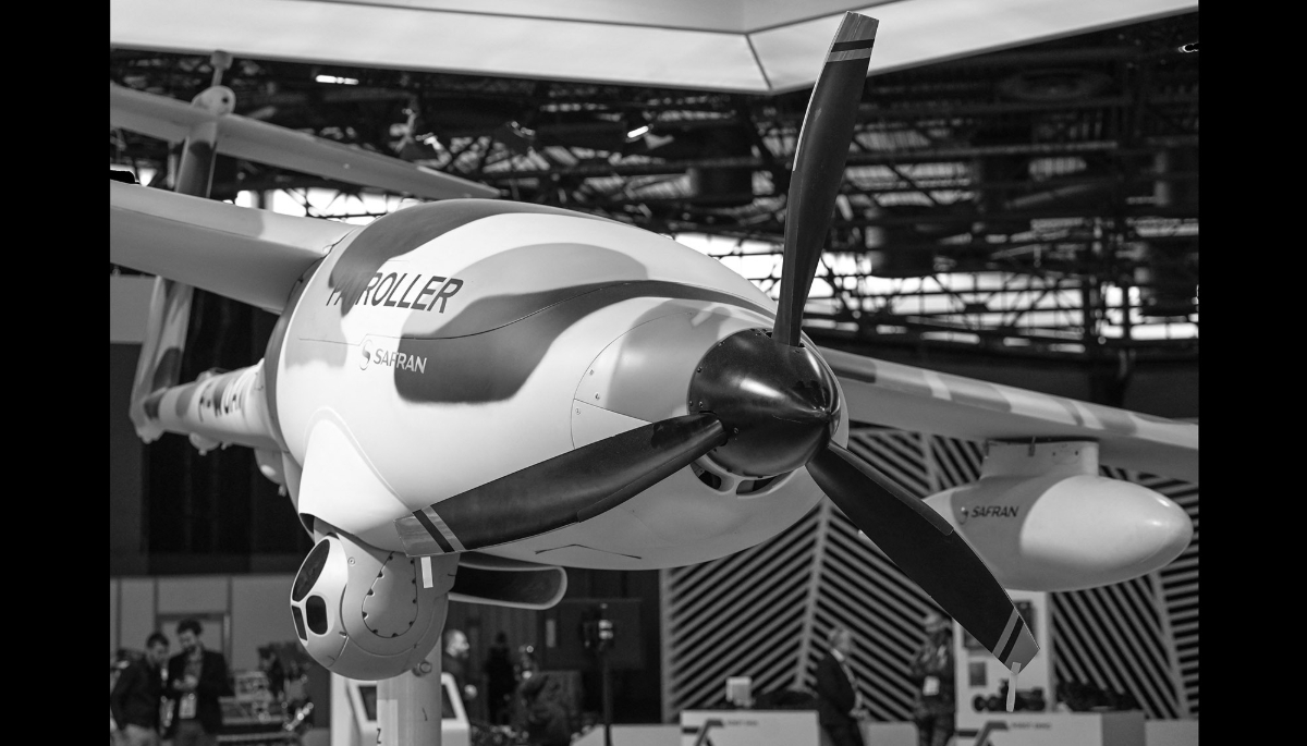 Un drone Patroller de Safran présenté lors du salon Eurosatory Defense and Security, le 21 juin 2024, au parc des expositions Paris-Nord Villepinte, France.