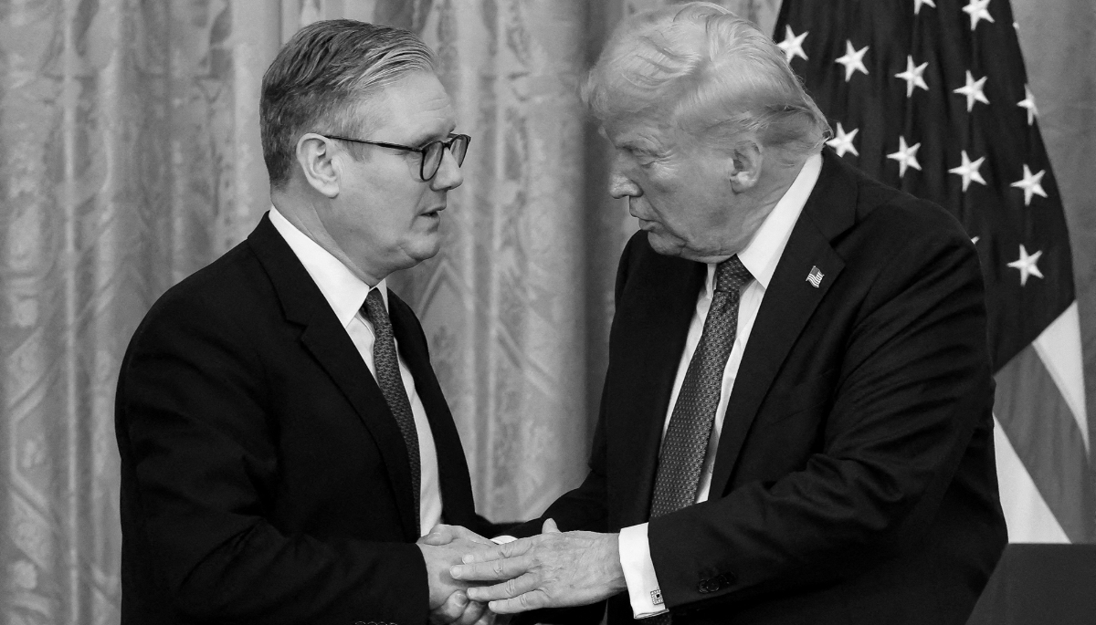 Le premier ministre britannique Keir Starmer et le président américain Donald Trump lors d'une conférence de presse à la Maison blanche à Washington, le 27 février 2025.