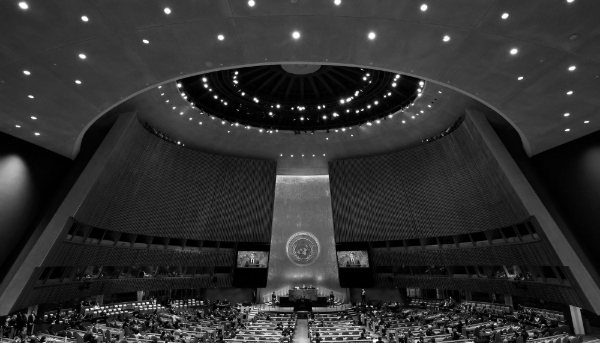 Le président français Emmanuel Macron à l'Assemblée générale des Nations unies au siège de l'ONU à New York, aux États-Unis, le 25 septembre 2024.