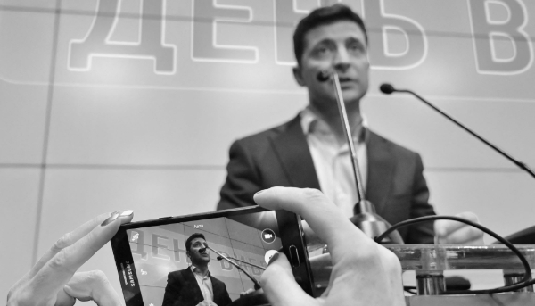 Volodymyr Zelensky durant la campagne présidentielle de 2019 en Ukraine.