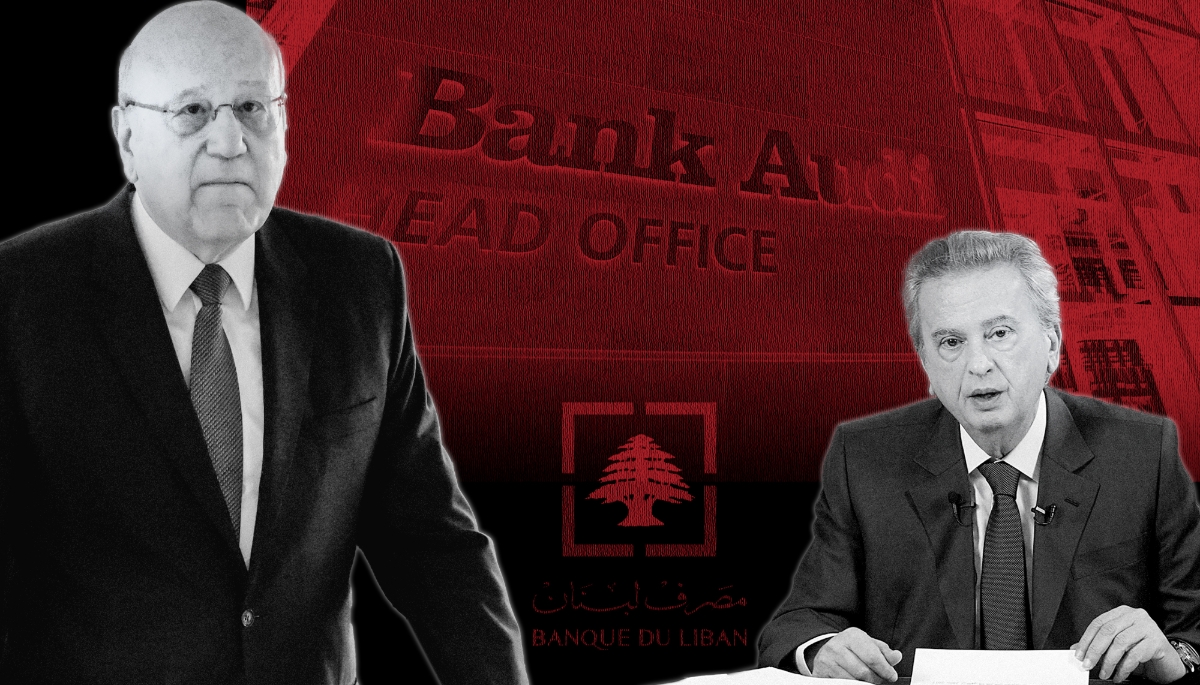 Najib Mikati, ex-premier ministre libanais, et Riad Salamé, ancien gouverneur de la Banque du Liban. 