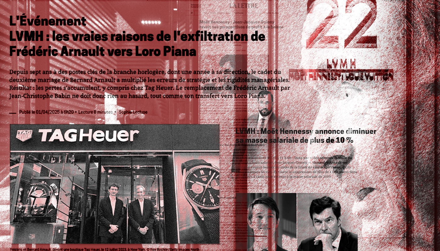 Frédéric et Bernard Arnault ; Alexandre Benalla ; Alexandre Arnault et Jean-Jacques Guiony ; Bernard Arnault.
