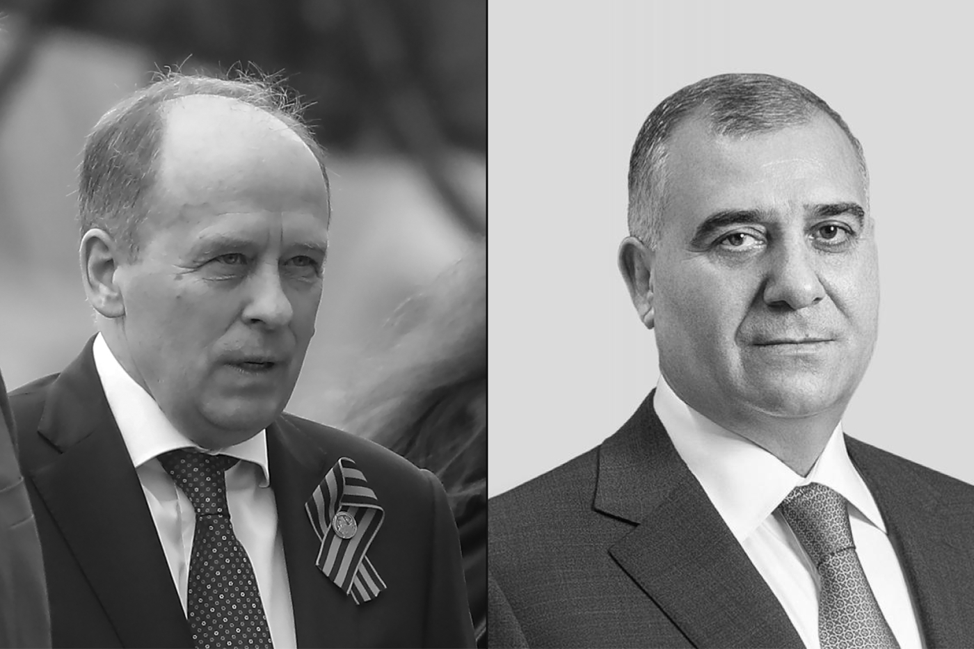 Alexandre Bortnikov (à g.), chef du FSB russe, et Ali Baghiyev, patron du DTX azerbaïdjanais.