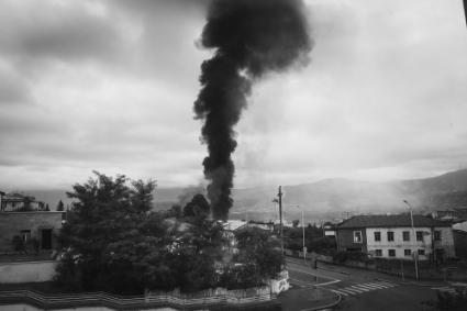 Bombardements dans le Haut-Karabakh le 4 octobre 2020.