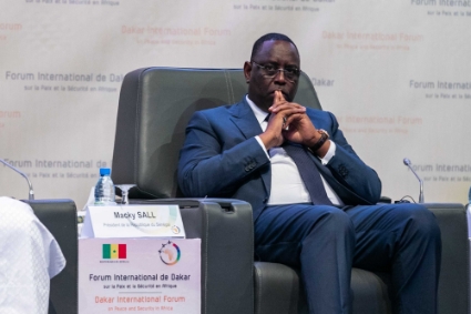 Le président du Sénégal Macky Sall lors du forum de Dakar de 2018.