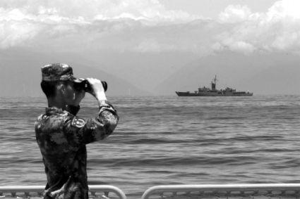 Simulations et exercices de combats de l'Armée de libération populaire chinoise dans les eaux à proximité de Taïwan, le 5 août 2022.