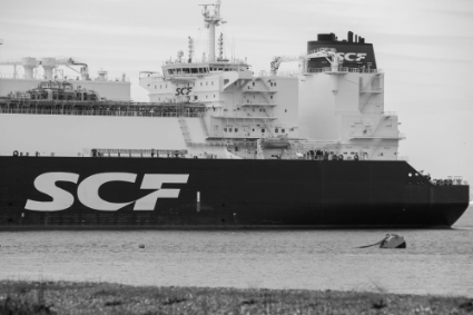 Le méthanier SCF La Pérouse de l'armateur public russe Sovcomflot (SCF) navigue sous pavillon du Liberia.