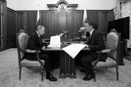 Vladimir Poutine et son ministre de l'agriculture, Dmitri Patrouchev.