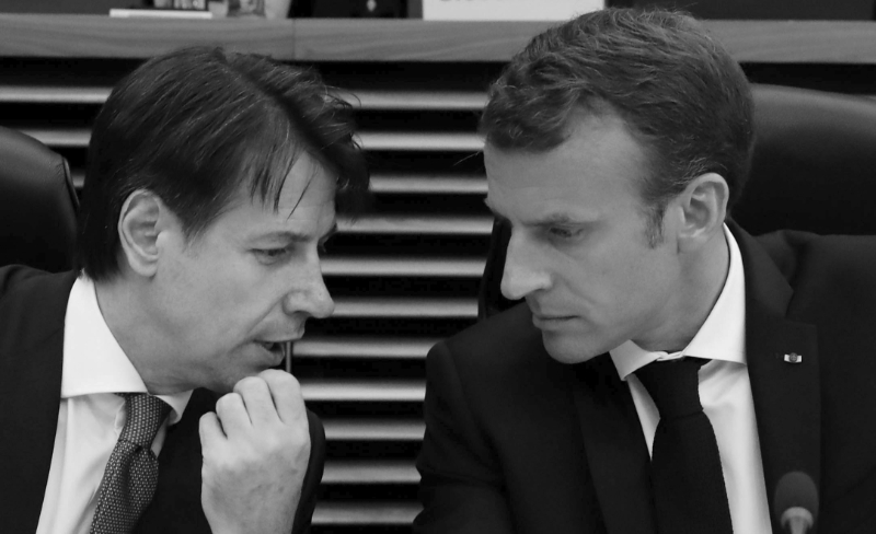 Emmanuel Macron et Giuseppe Conte, lors de la visite de ce dernier à Paris mi-juin.