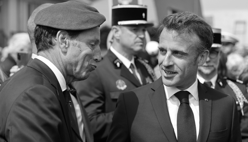 Geoffroy Roux de Bézieux et le président français Emmanuel Macron, en juin 2023.
