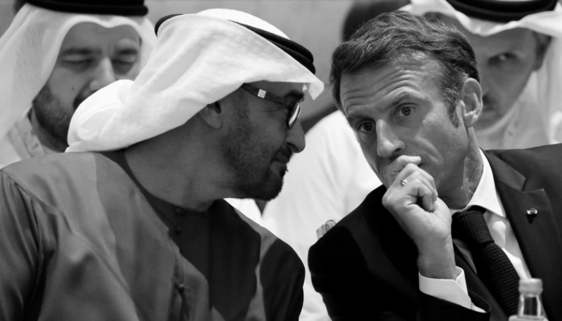 Emmanuel Macron et le président émirati Mohammed bin Zayed, en septembre 2023 lors du G20 à New Delhi. 