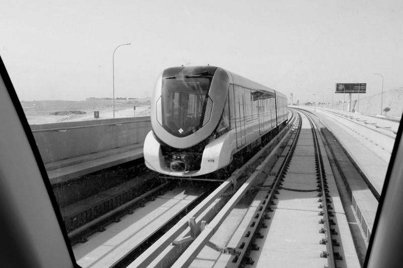 Essai de conduite à la station King Abdullah Financial District au cours d'une visite exclusive du métro de Riyad, le 1er avril 2021.