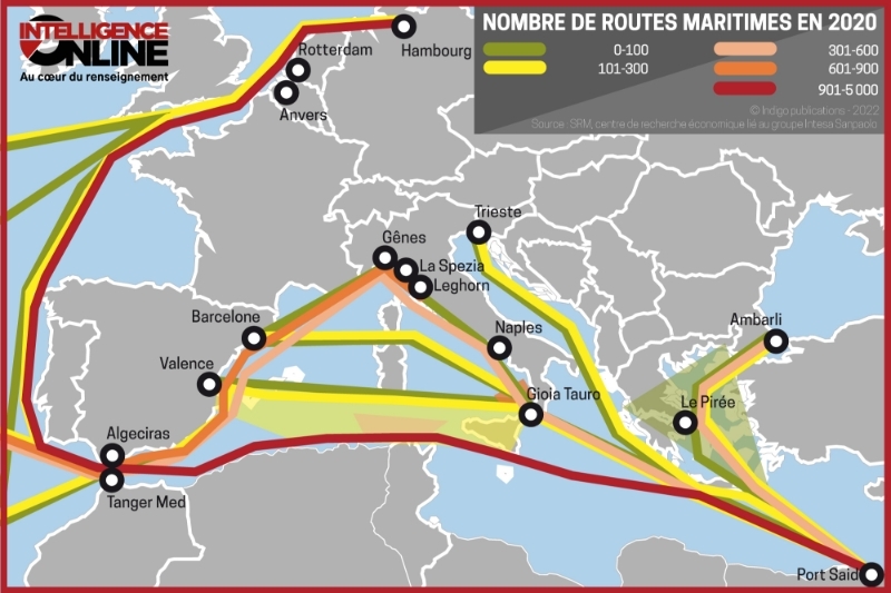 Les routes maritimes autour de l'Italie en 2020