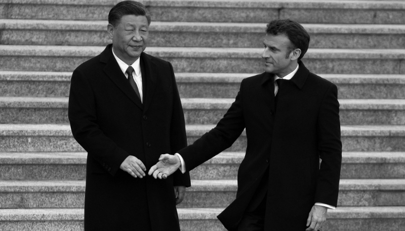 Xi Jinping et Emmanuel Macron lors du séjour du président français en Chine, en avril 2023.