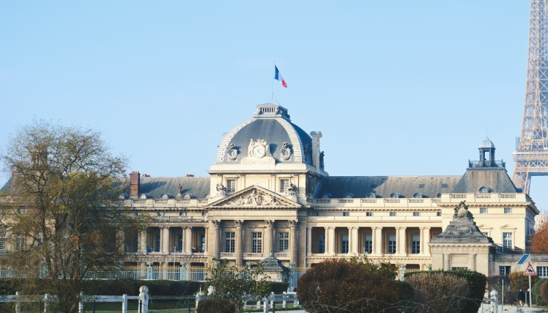 L'École militaire à Paris, siège de l'Institut de recherche stratégique de l'École militaire (Irsem).