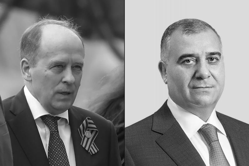 Alexandre Bortnikov (à g.), chef du FSB russe, et Ali Baghiyev, patron du DTX azerbaïdjanais.