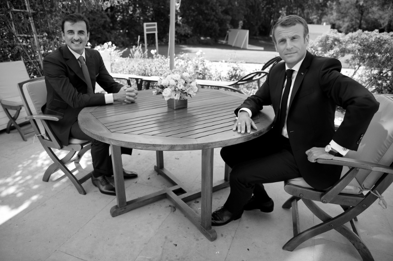 L'émir du Qatar Tamim bin Hamad Al Thani et le président français Emmanuel Macron à Paris, le 19 septembre 2019.